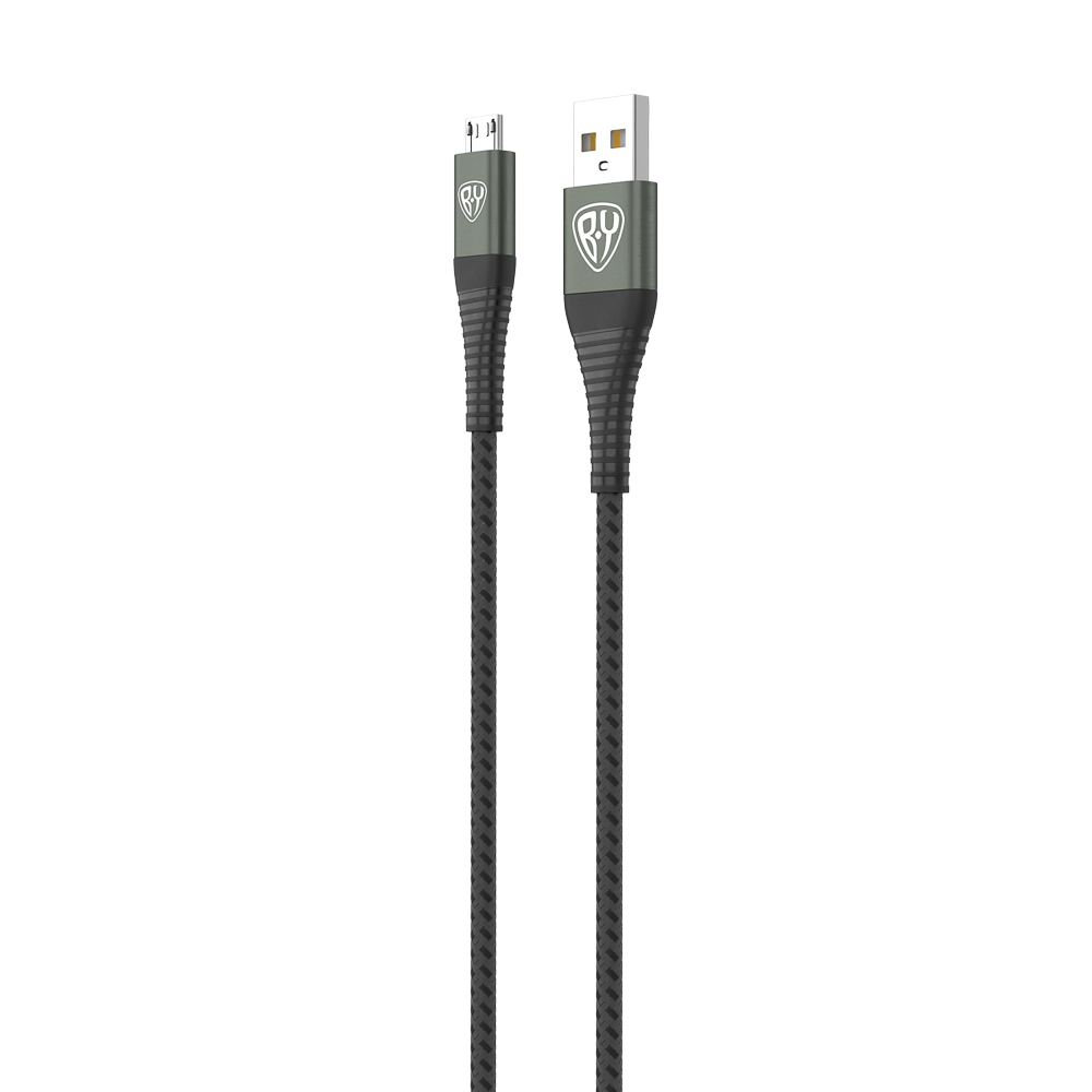 BY Кабель для зарядки Shark Micro USB, 1м, 3A, Быстрая зарядка QC 3.0, метал.штекер, серый - #3