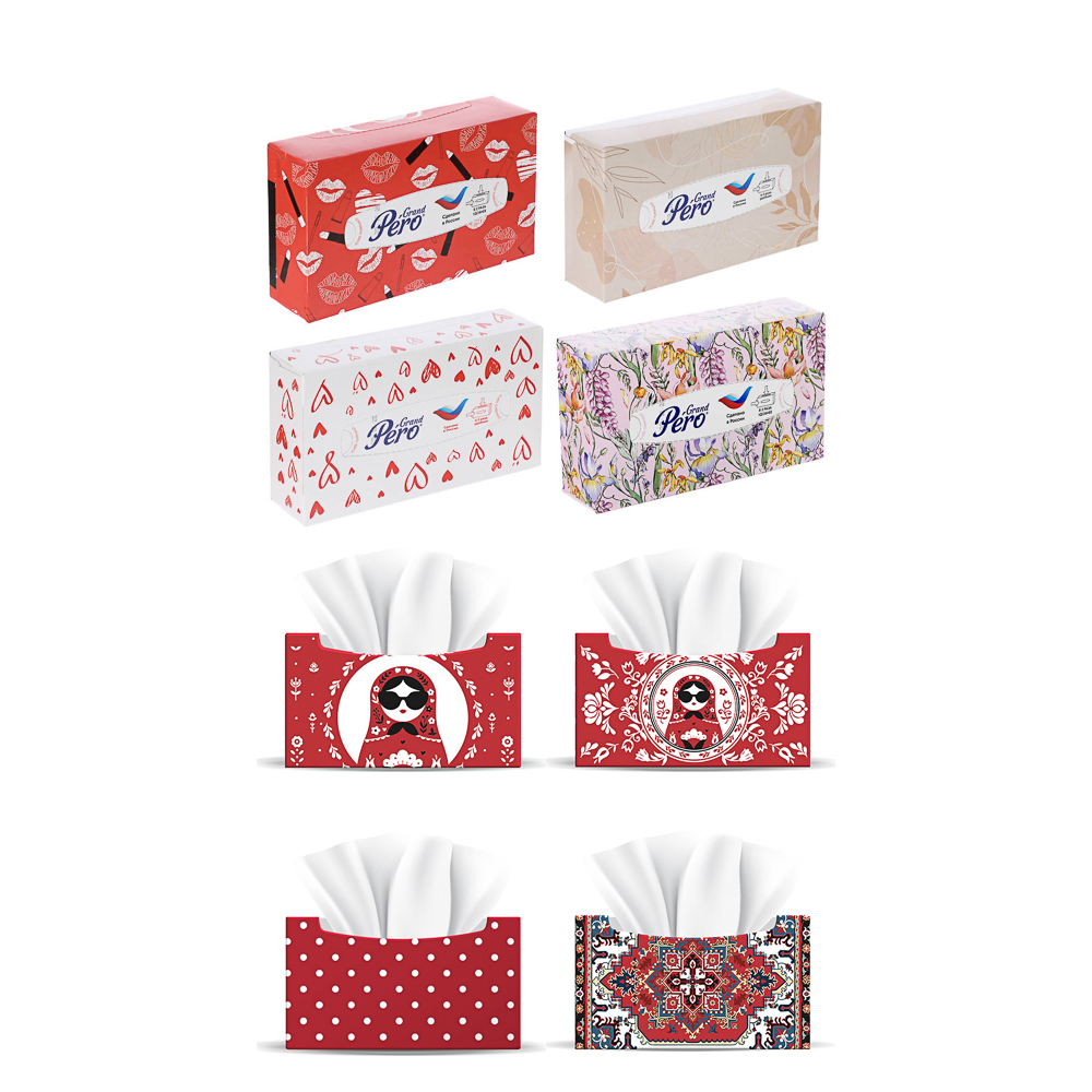 Салфетки универсальные бумажные GrandPero двухслойные, 4 дизайна, 100л - #1