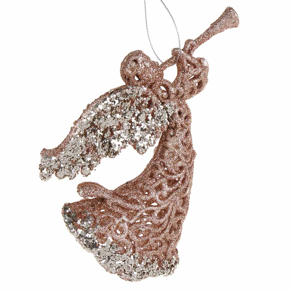 СНОУ БУМ Декоративная подвеска "Ангел" 16 см, пластик, глиттер - #1