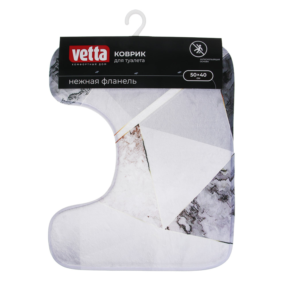 VETTA Коврик для туалета, фланель, губка 1,0 см, полиэстер, 50x40 см, мрамор, серый - #4