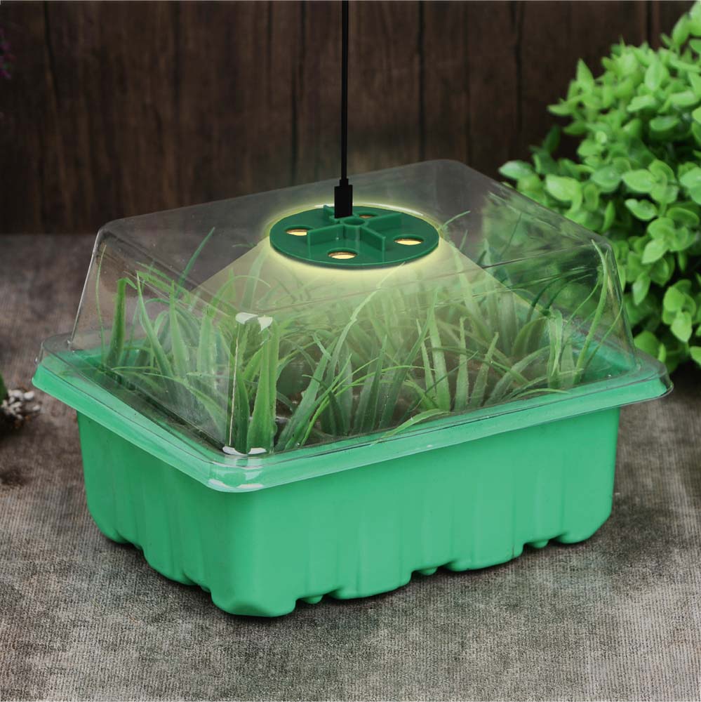INBLOOM Лоток для рассады 18х14х11см с лампой 4LED, бирка-10шт, лопатка-2шт, USB, PET - #1
