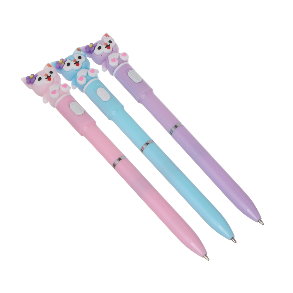 Ручка шариковая синяя 0,7мм, с LED подсветкой "Лисички", 3 вида - #1