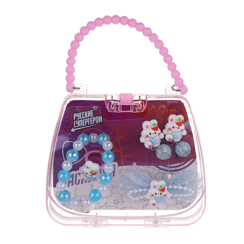 Набор детской бижутерии BY Русские супергерои: браслет, кольцо, клипсы, заколка, 3 дизайна - #1