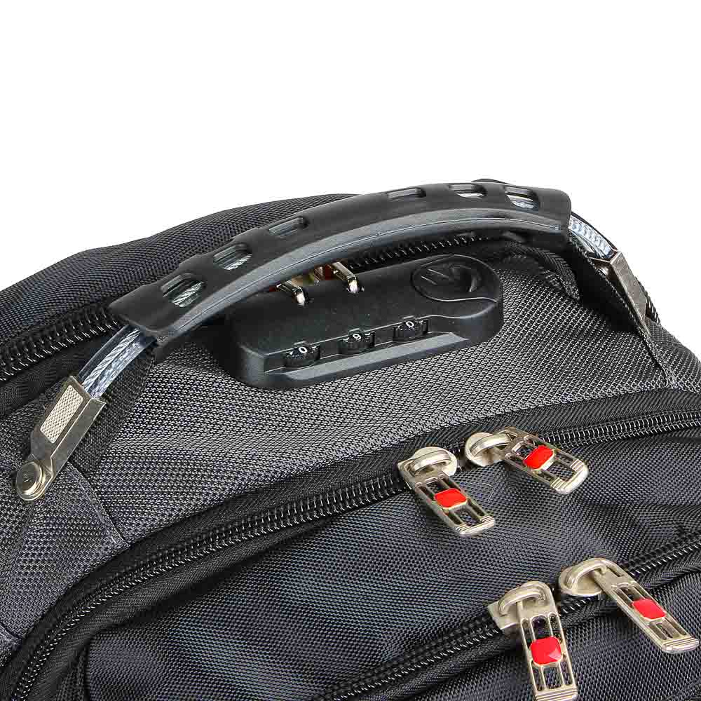 Рюкзак универсальный 50x31x21см, 2отд, 6карм., спинка из ЭВА, вых.USB/науш., код.замок,ПЭ,чер./сереб - #8