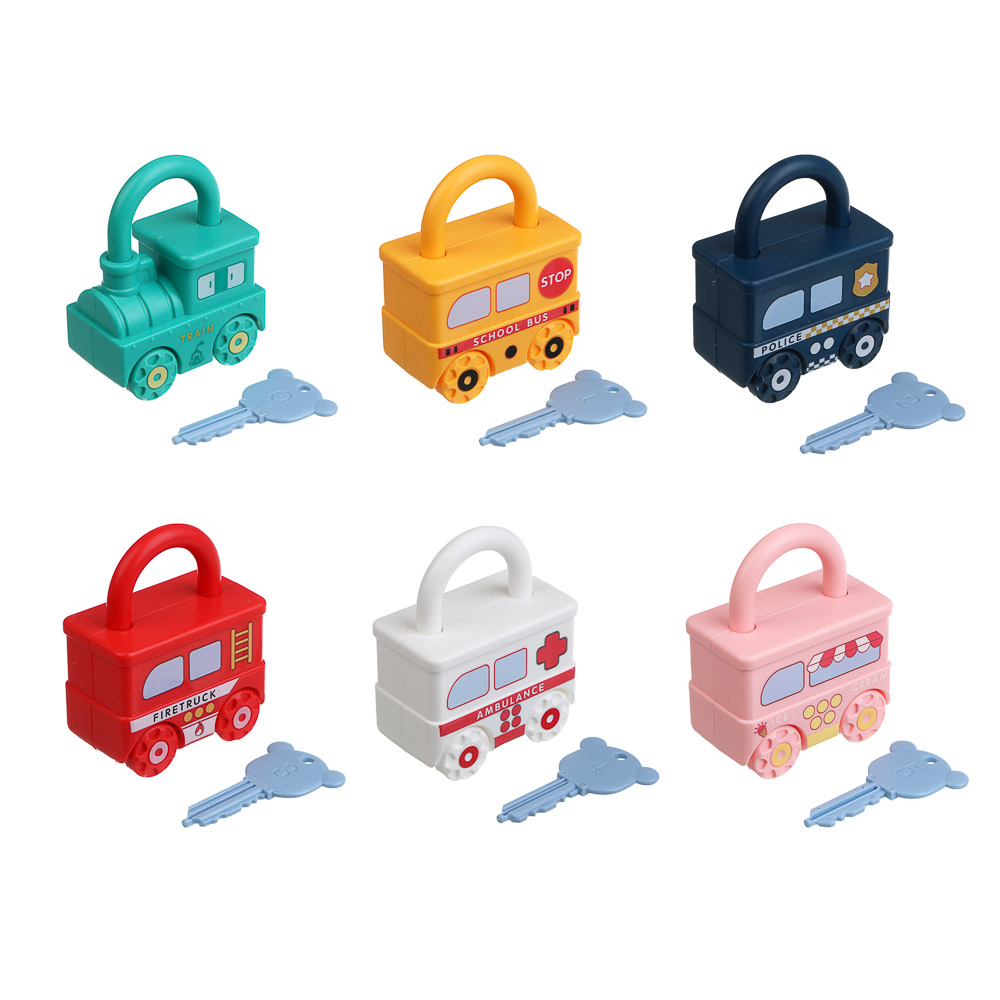 Развивающая игрушка сортер ИГРОЛЕНД "Машинка - замочек" с ключиком, PP, 9х7х3см - #2