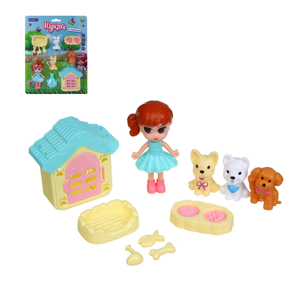 ИГРОЛЕНД Кукла с питомцем и акс., PP, ABS, 21,5х3,5х27,3 см, 3 дизайна - #1