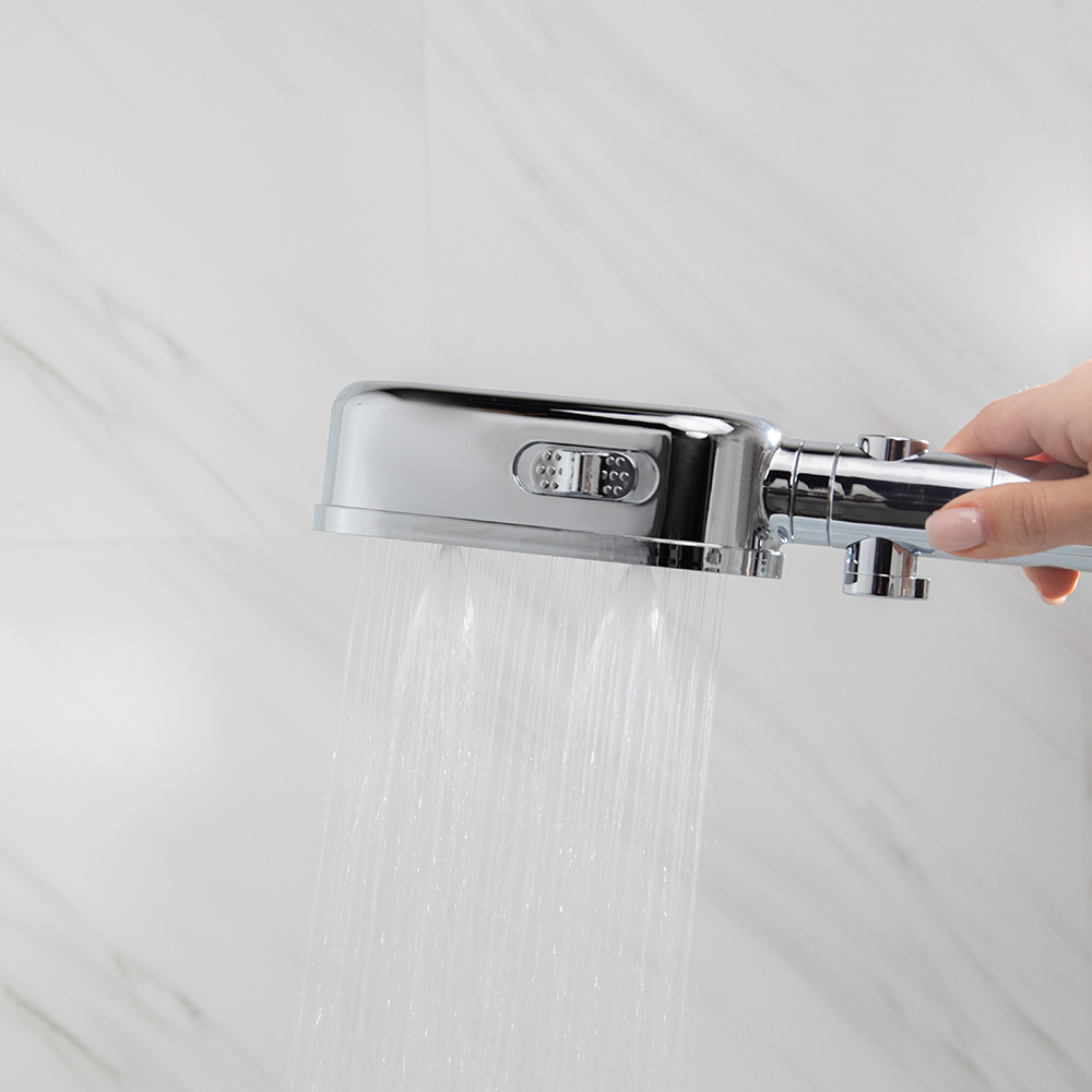 RAIN Лейка для душа с фильтром, 3 режима, регулировка напора воды, кнопка-стоп, 64х140мм, хром - #10