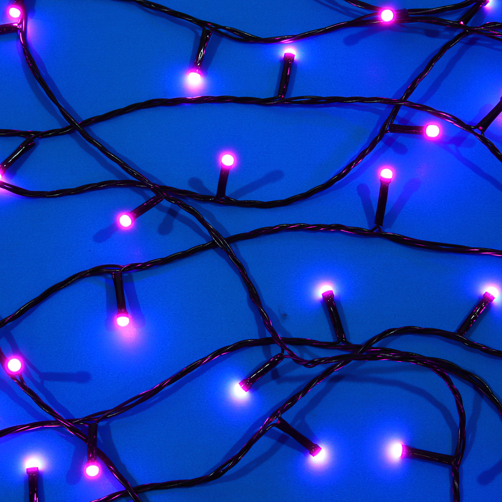 СНОУ БУМ Гирлянда эл. вьюн 20м, 200LED, розовый, 8 режимов, ПВХ черный, 220В - #7