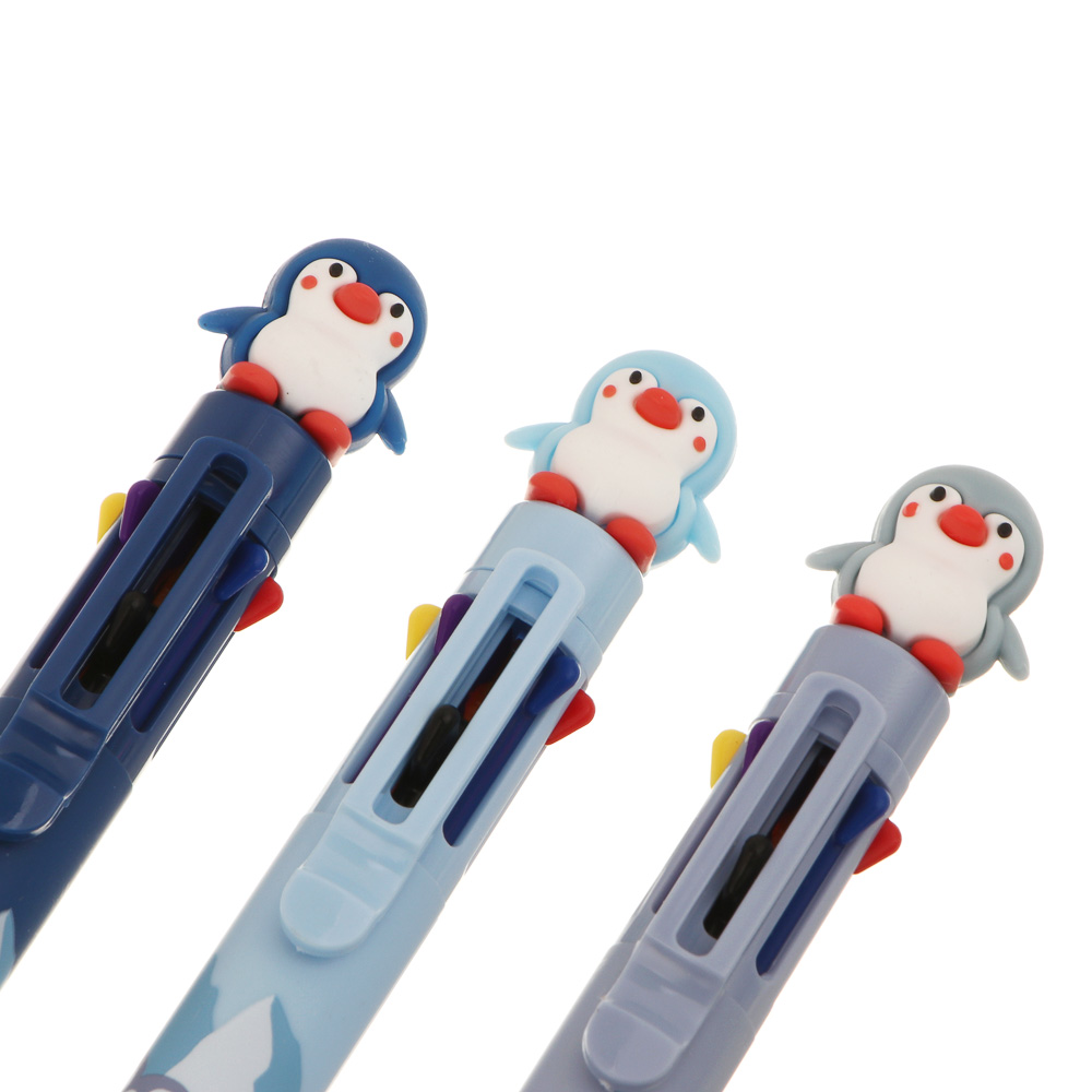 Ручка шариковая автоматическая 8-цветная 0,7мм, с фигуркой в форме пингвина, 3 вида, шоу-бокс - #4