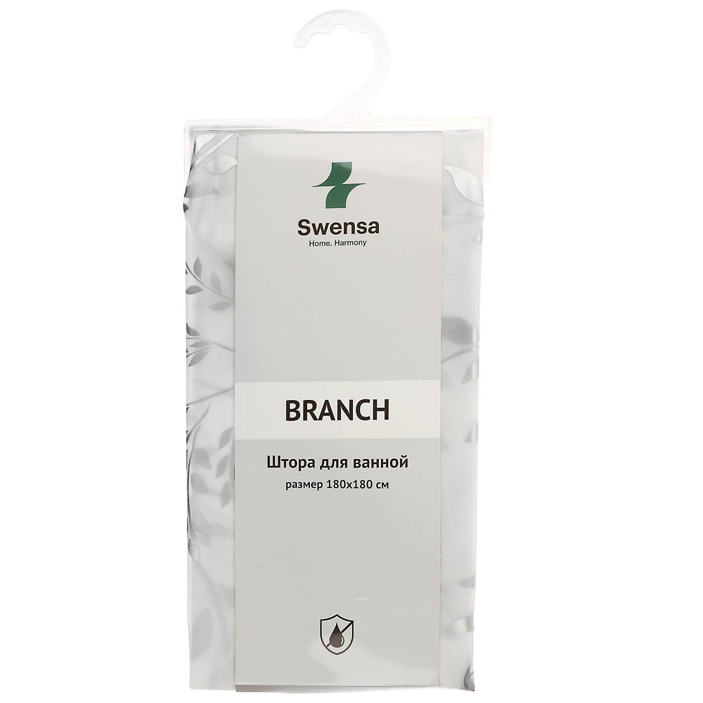 Штора для ванной 180x180см BRANCH, белый/серебро, ПЕВА, SWC-55-21 - #6