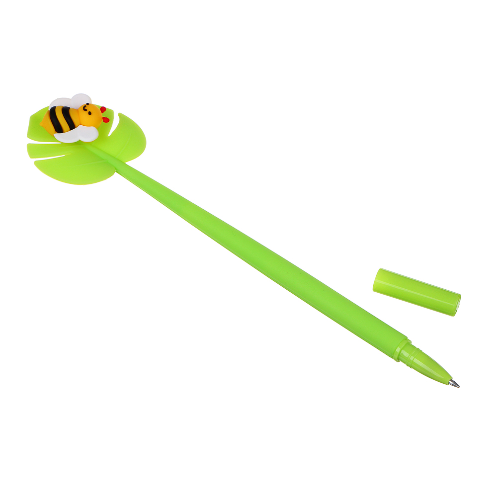 Ручка шариковая, наконечник в форме жука на цветке, 23см. силикон + ПВХ + АБС пластик, 3 дизайна - #3