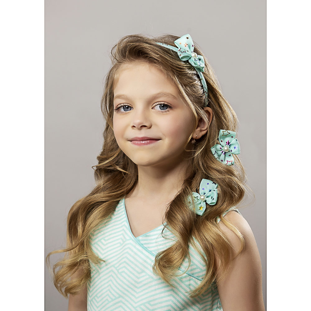 Набор детский для волос: ободок 1 см, заколка клик-клак 2шт. 4,5 см ...