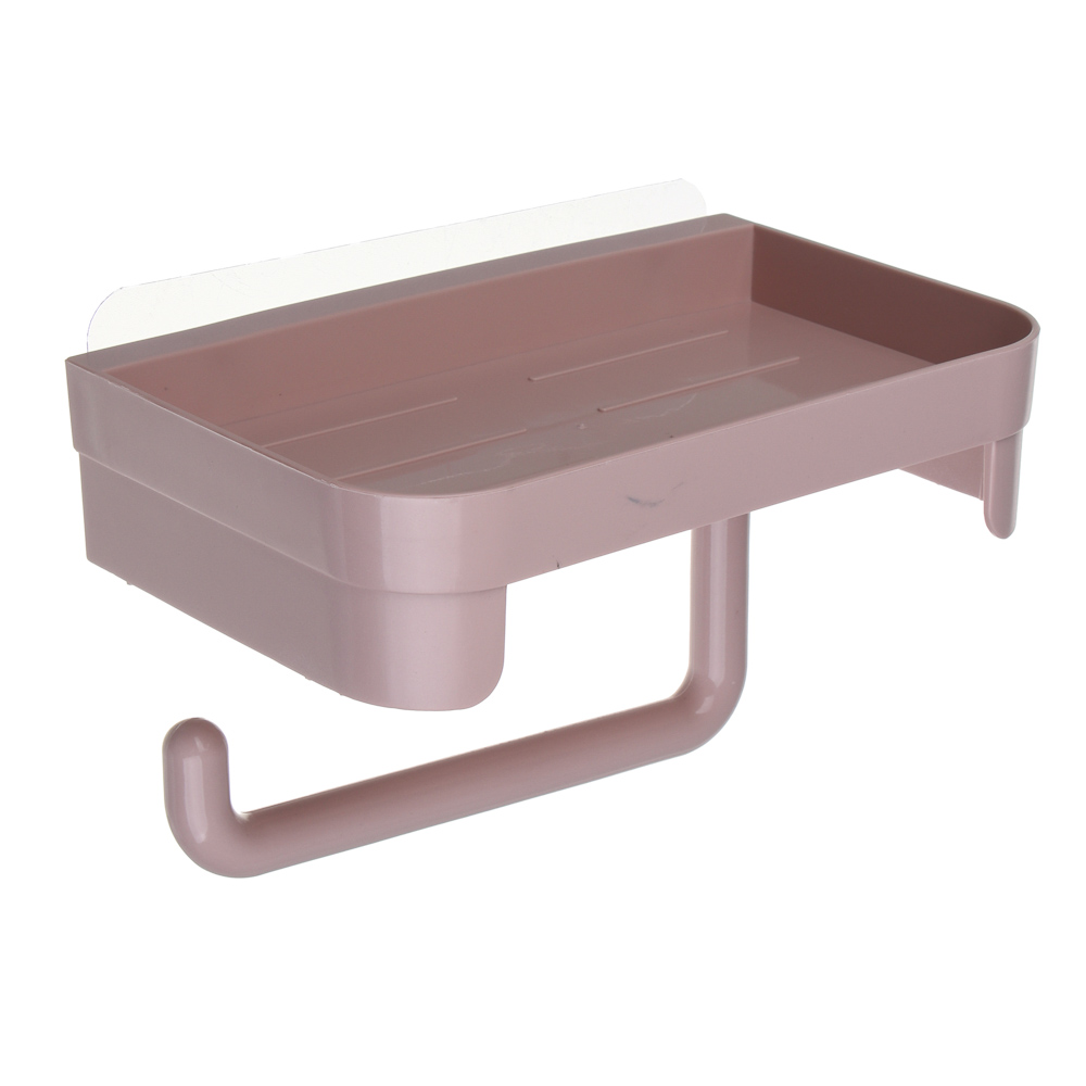 VETTA Classic Держатель для туалетной бумаги, с полкой, пластик, 18x11x4,5 см, пудровый - #1