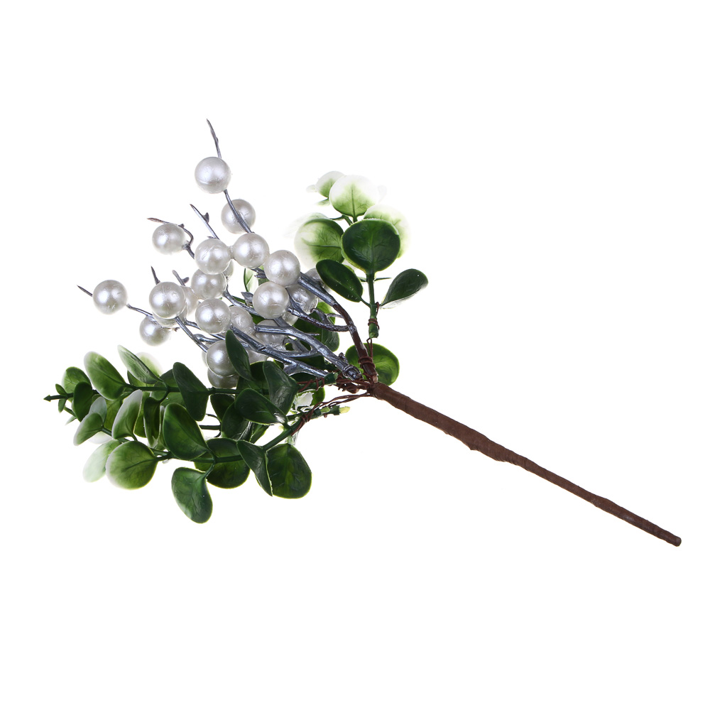 СНОУ БУМ Веточка с белыми ягодами, 27 см, металл, пластик - #3