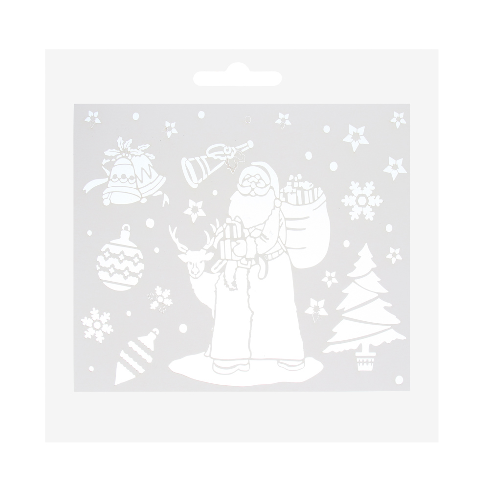 СНОУ БУМ Новогодний трафарет для окон, 20x20 см, картон, 6 дизайнов - #5