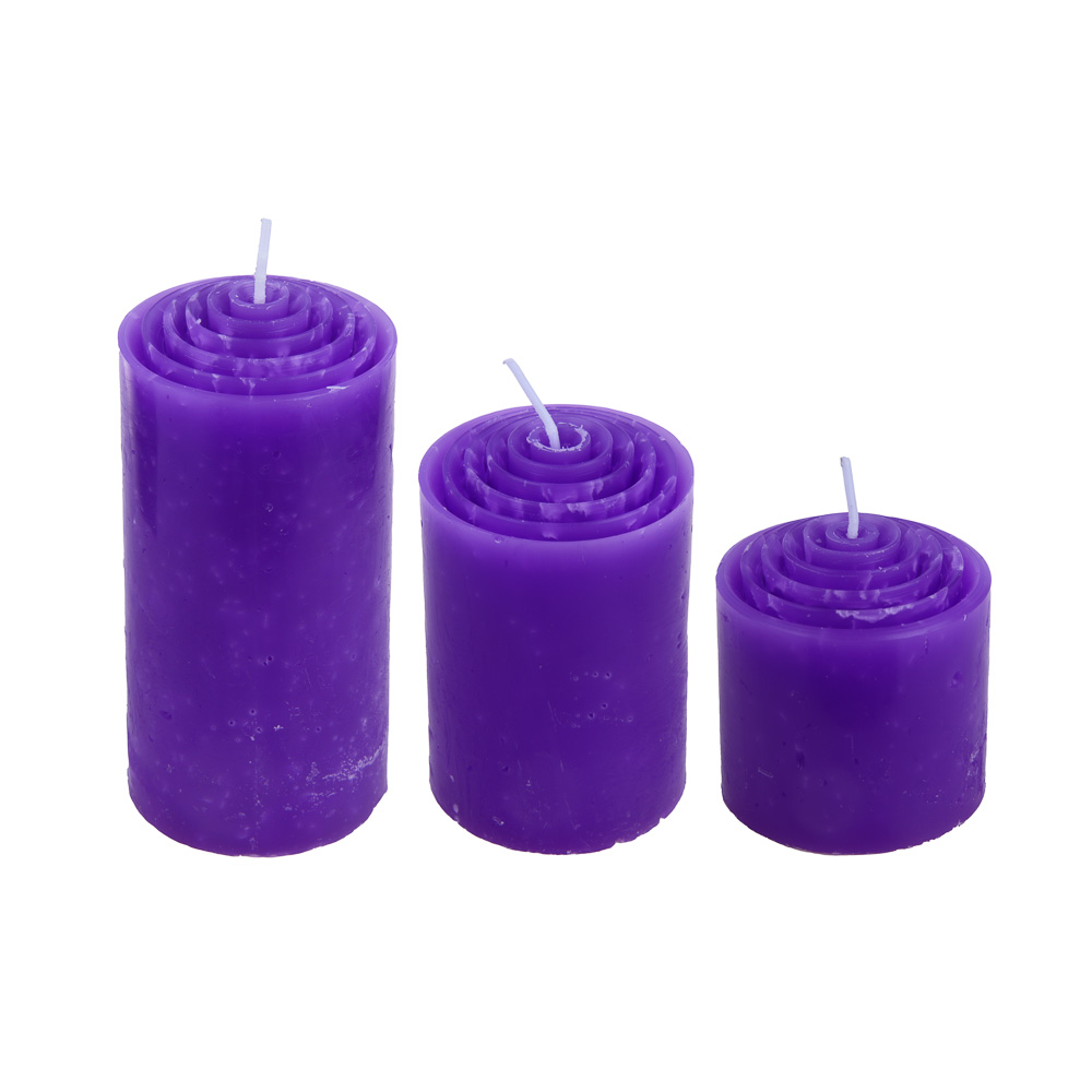 LADECOR Набор ароматических свечей, парафин, 3 шт, набор (5x5см, 5x7,5см, 5x10см) лаванда - #2