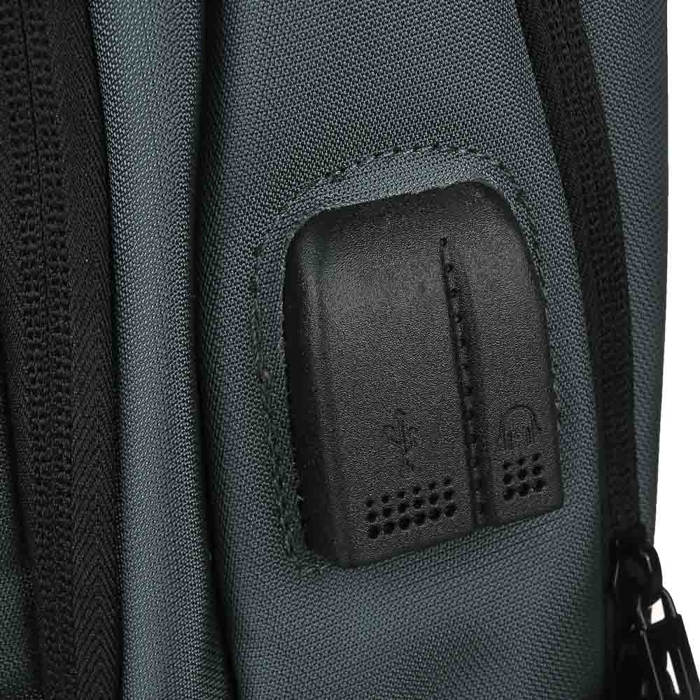 Рюкзак универсальный 46x33x17,5см, 2 отд, 4 карм., спинка с эрг.элементами, USB/науш., серый, ПЭ - #6