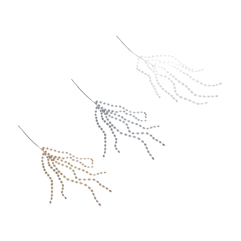 СНОУ БУМ Ветка с "хвостом" 110 см, металл, пластик, глиттер, 3 цвета - #1