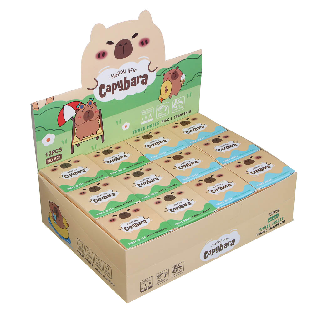 Точилка с контейнером "Капибара", на механических колесиках, 2 дизайна, шоу-бокс - #7