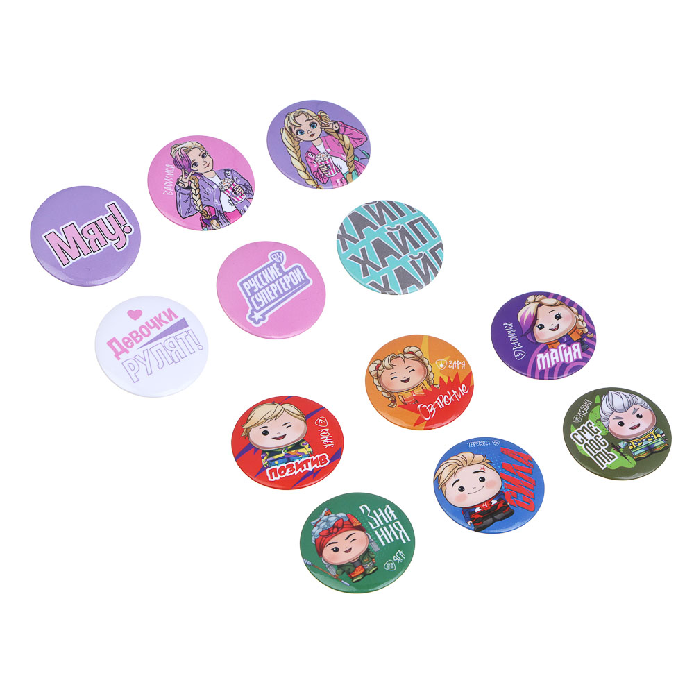 BY Русские Супергерои Набор значков, 6 штук, D=3,5 см, металл, 2 дизайна - #2