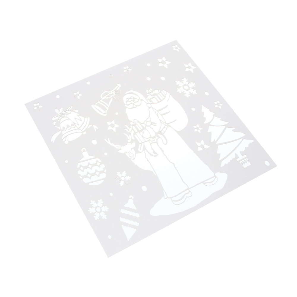 СНОУ БУМ Новогодний трафарет для окон, 20x20 см, картон, 6 дизайнов - #3