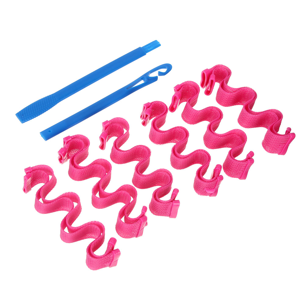 Бигуди-волны с крючком для укладки волос ЮНИLOOK, 25х3см, пластик, нейлон, 12шт, 2 цвета, ACS-70 - #2