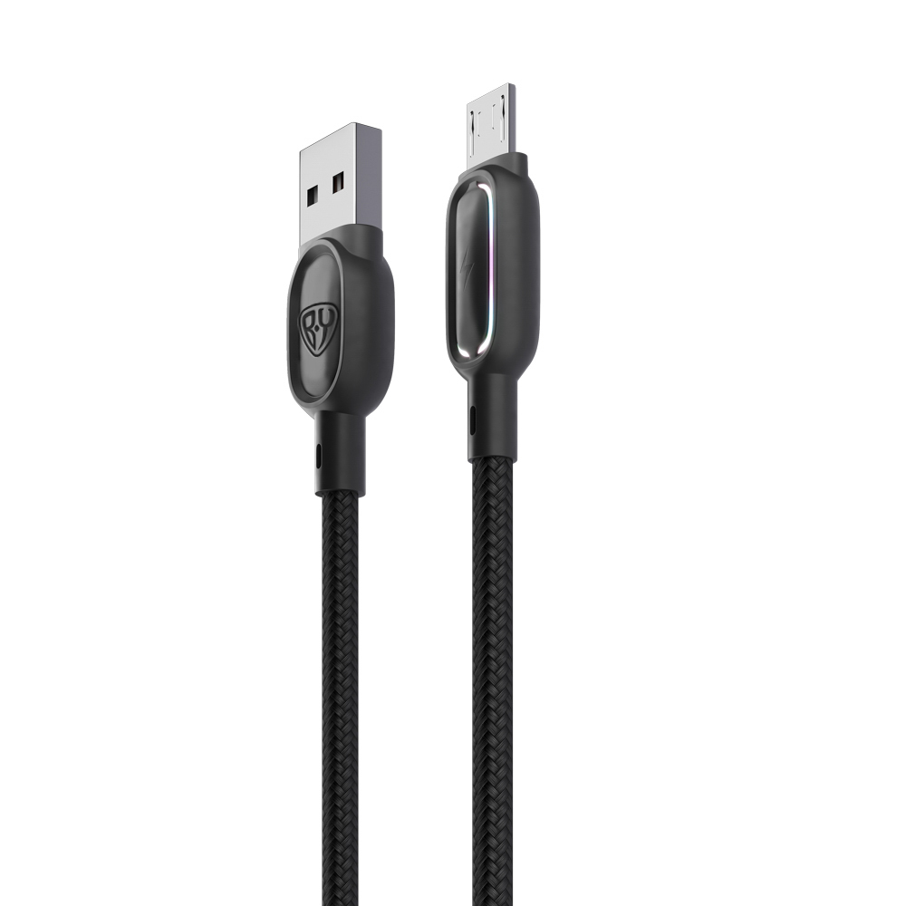 Кабель для зарядки FORZA Micro USB, 1м, 3A, с подсветкой, плетен. кабель - #3