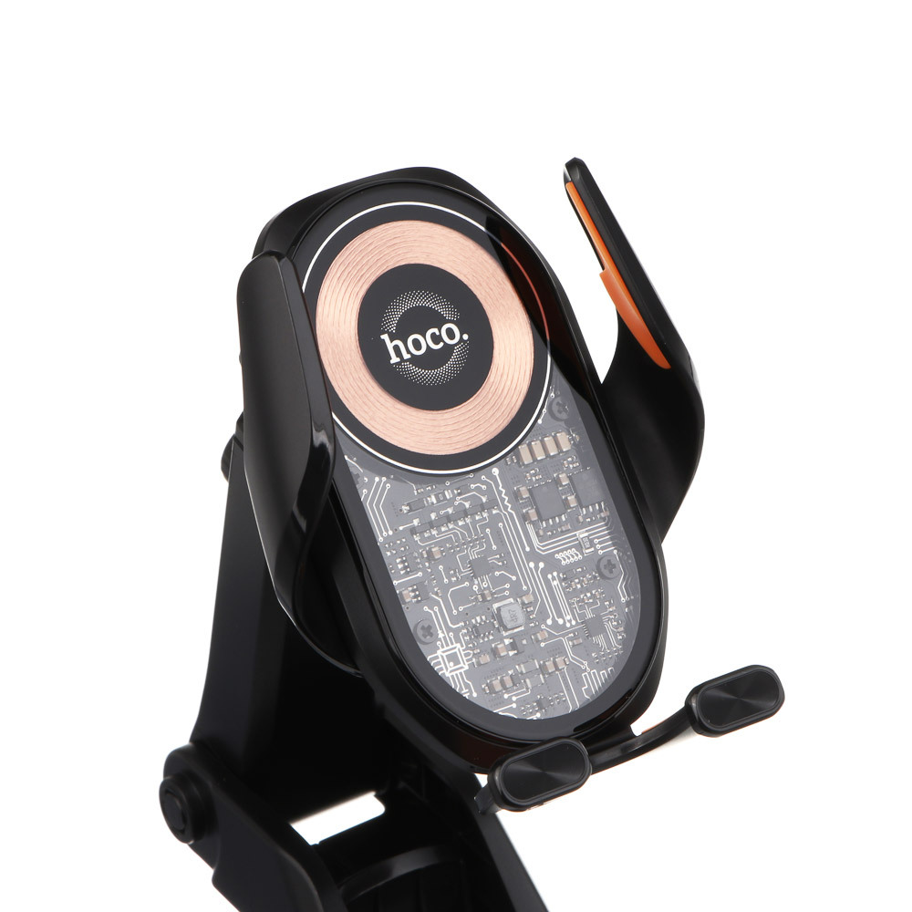 Держатель автомобильный для телефона hoco. модель HW34, беспроводная зарядка, черный - #4