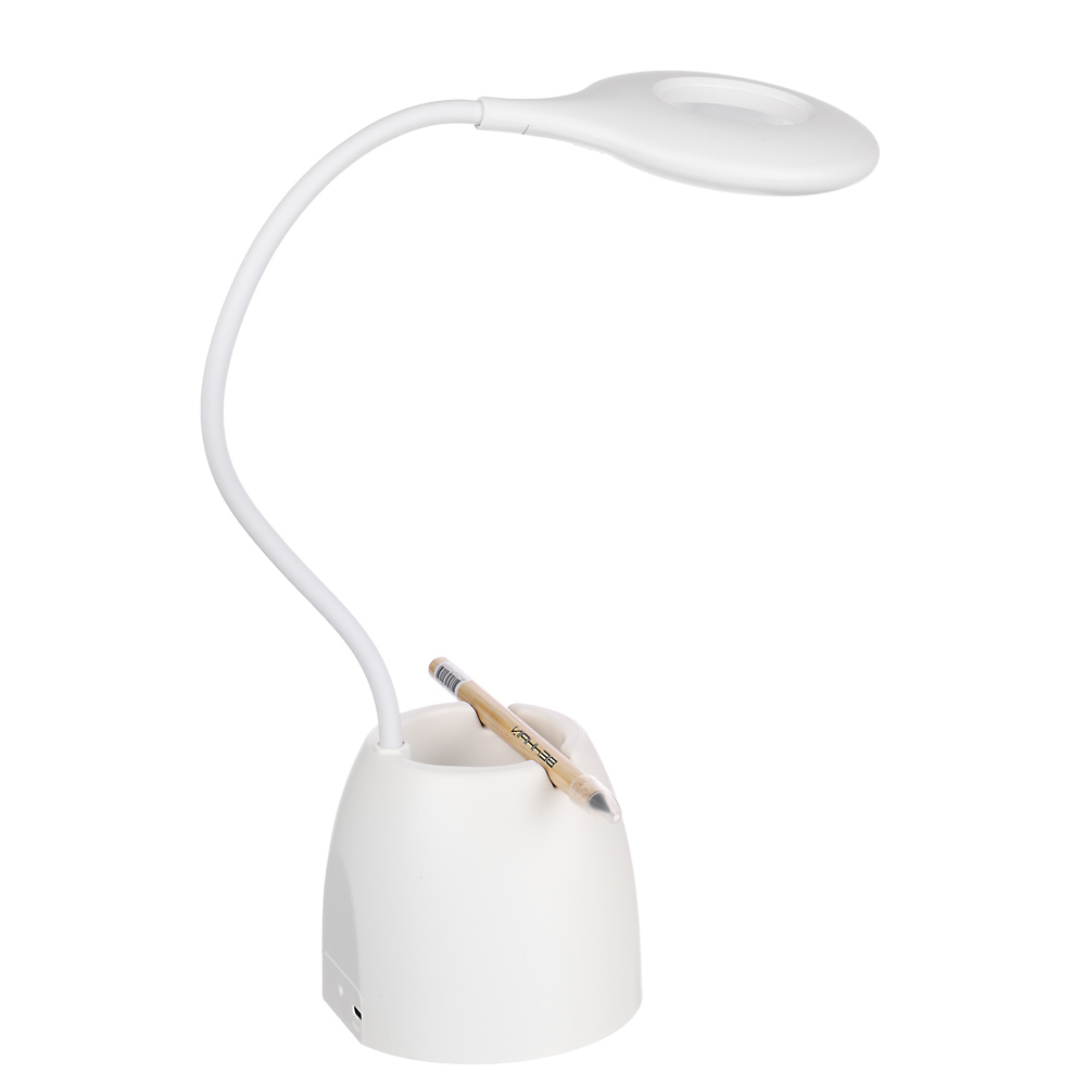 FORZA Лампа настольная, 16 LED, 6W, 600Lm, питание USB, с подставкой, кабель 1.5м, пластик, белая - #7