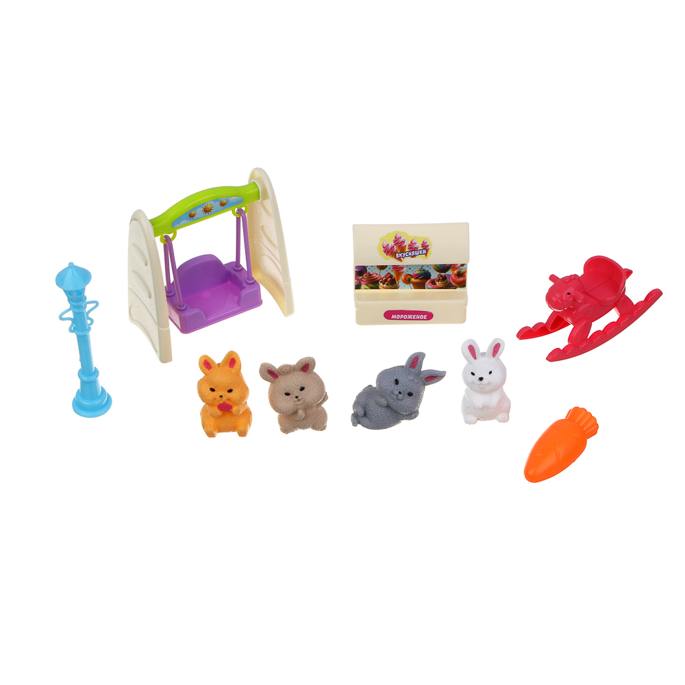 ИГРОЛЕНД Игровой набор "Счастливая семья" Зайки на лужайке, ABS, PP, 19х4х28 см, 4 вида - #5