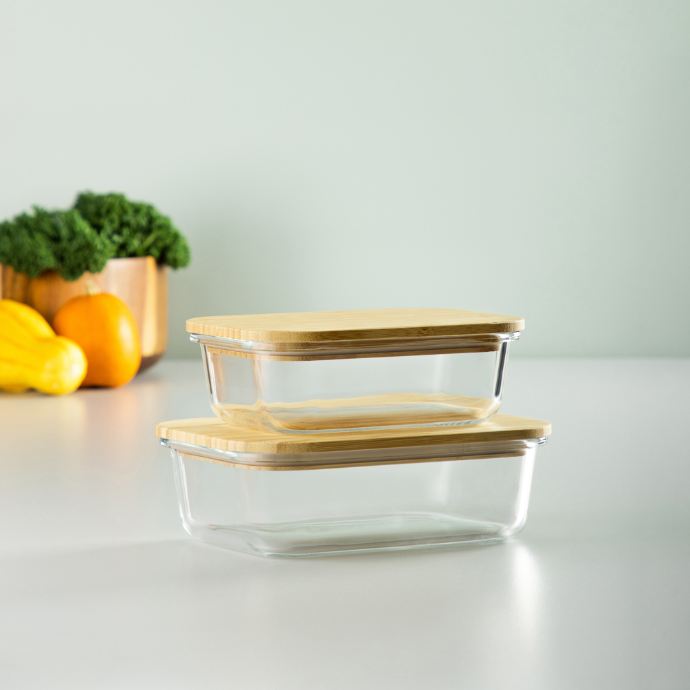 VETTA Контейнер для продуктов 1000мл, крышка бамбук, жаропрочное стекло - #13
