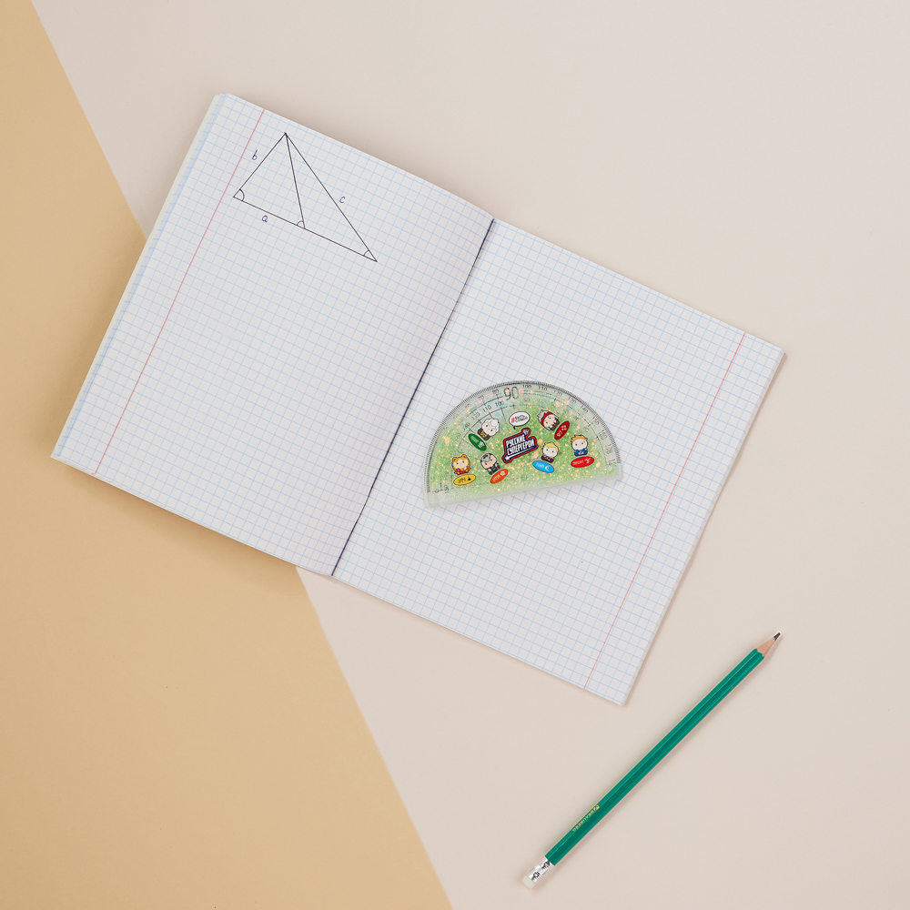 BY Русские Супергерои Транспортир 10 см, 180 градусов, принт, подв.блестки в геле, "Кавай", 3 цвета - #7