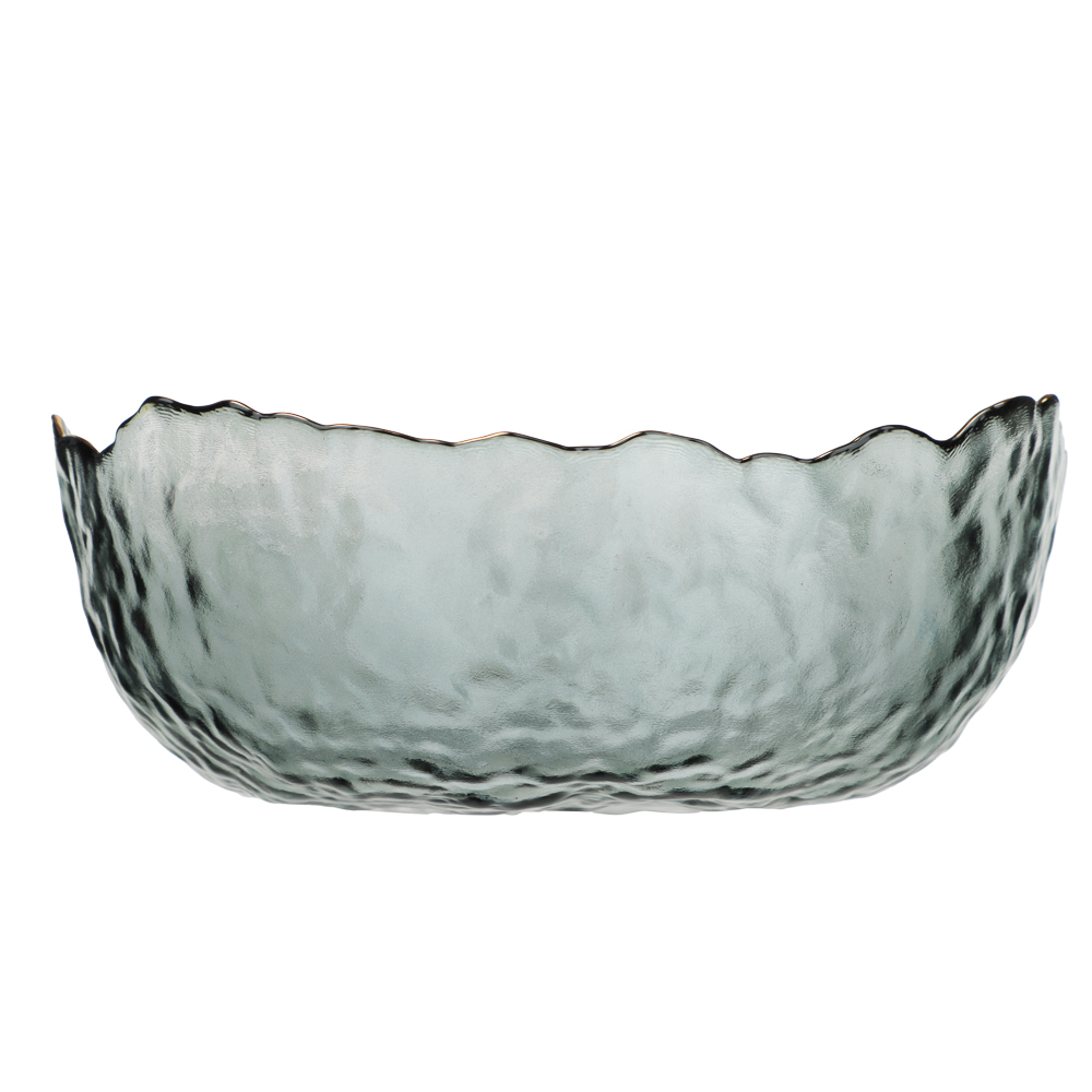 MILLIMI Салатник 17x16,5x7,5см, стекло, серый с золотой каймой - #3