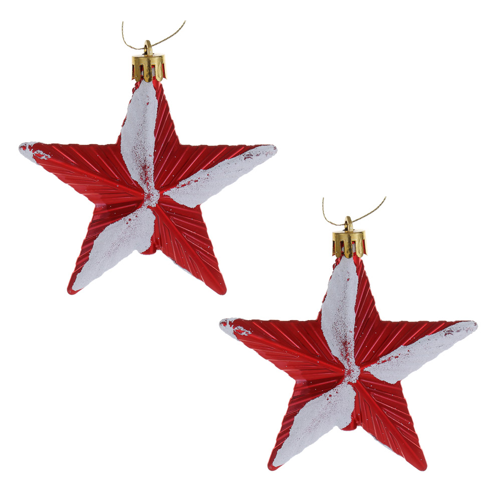 СНОУ БУМ Набор декоративных украшений "Звезды" 2шт, 9x3x9см, пластик, арт.3 - #1