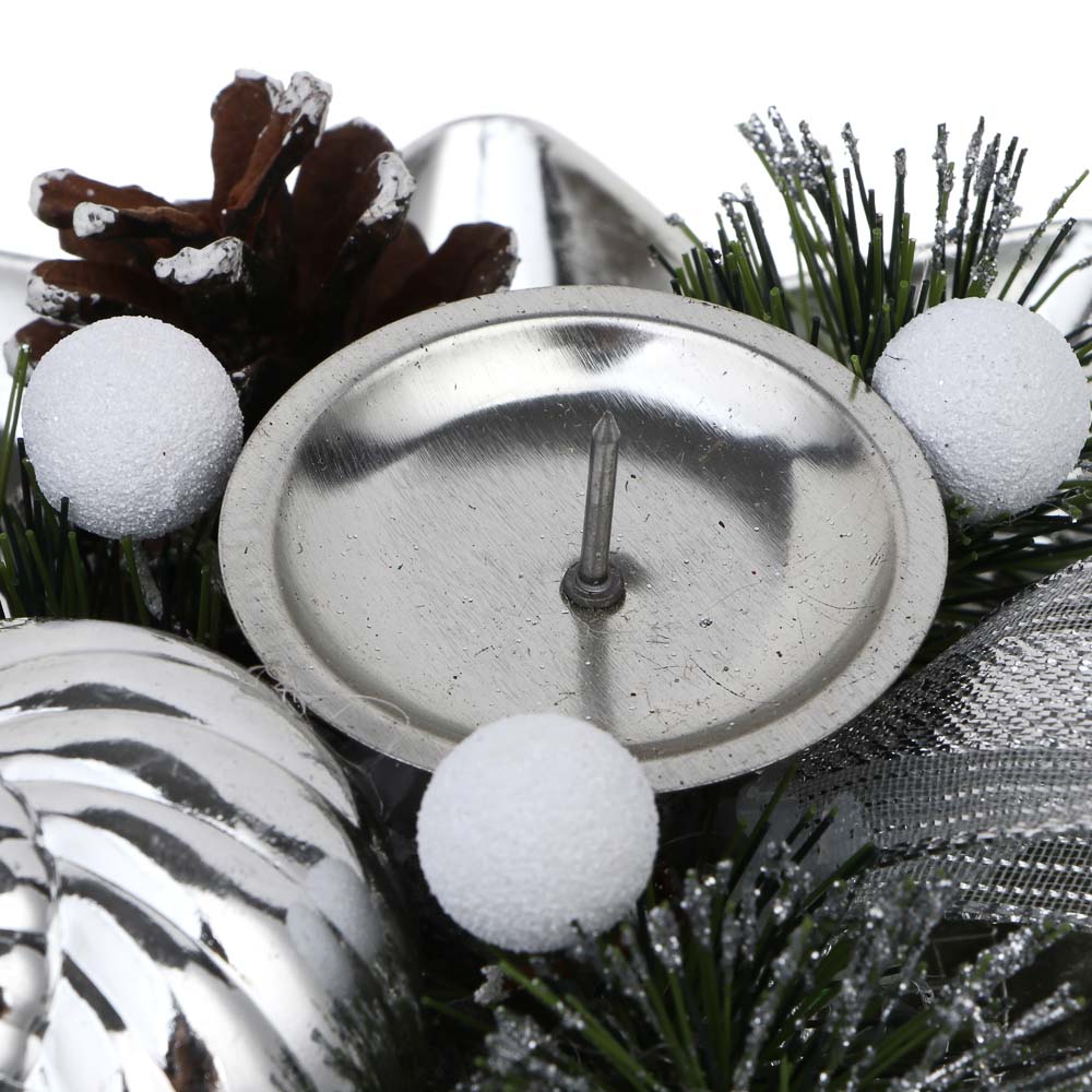 СНОУ БУМ Подсвечник с декором 17x17x6 см, пластик, металл, пенопласт - #6