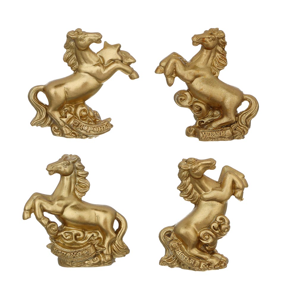 СНОУ БУМ Фигурка лошадки 7x4x7 см, золото, полистоун, 4 вида - #1