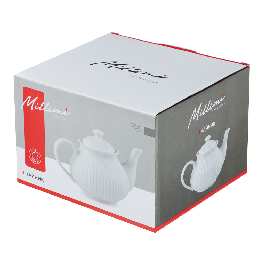 Чайник тм MILLIMI, 700мл, фарфор, белый - #6