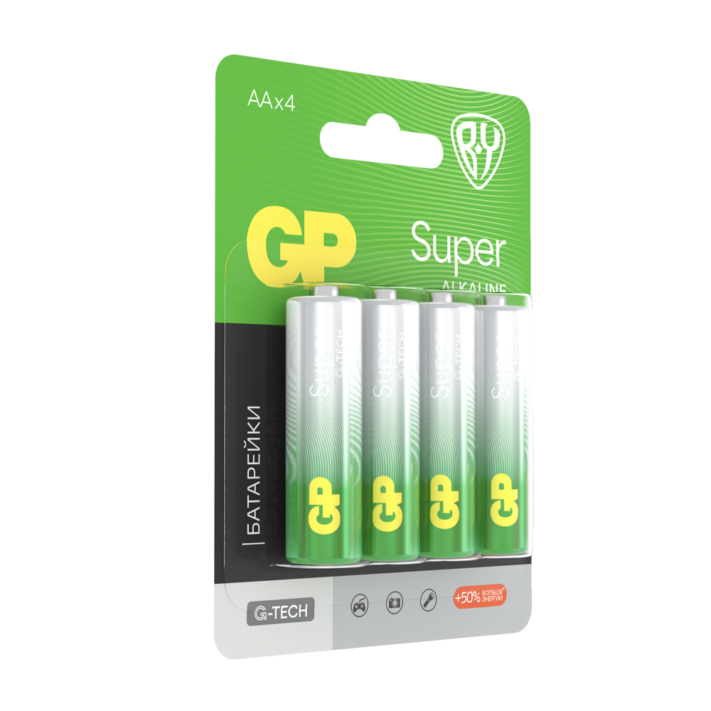 GP Super BY Original Батарейки 4шт, тип АА,15AGM-2CR в блистере - #2