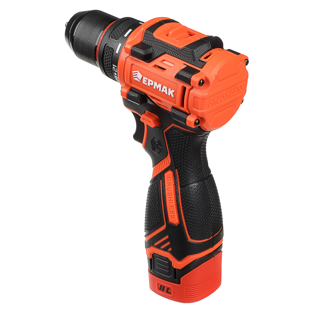 Дрель-Шуруповерт, тм ЕРМАК, аккумуляторная бесщеточная, в кейсе, 2 АКБ, 18в/2А, короткий корпус - #5