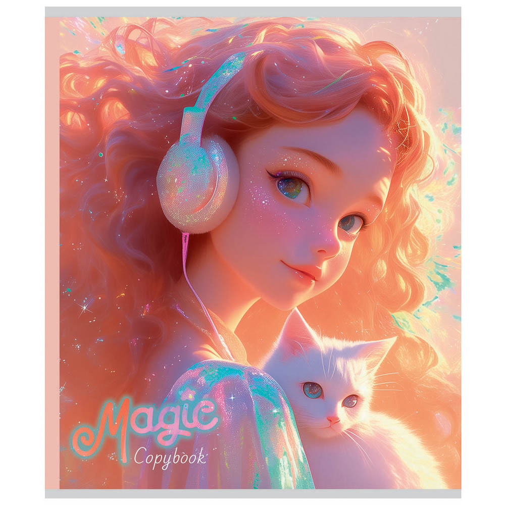 Тетрадь 48 л., А5, в клетку, БЕЛЫЕ ЛИСТЫ, обложка картон, скрепка, ВД-лак - #13