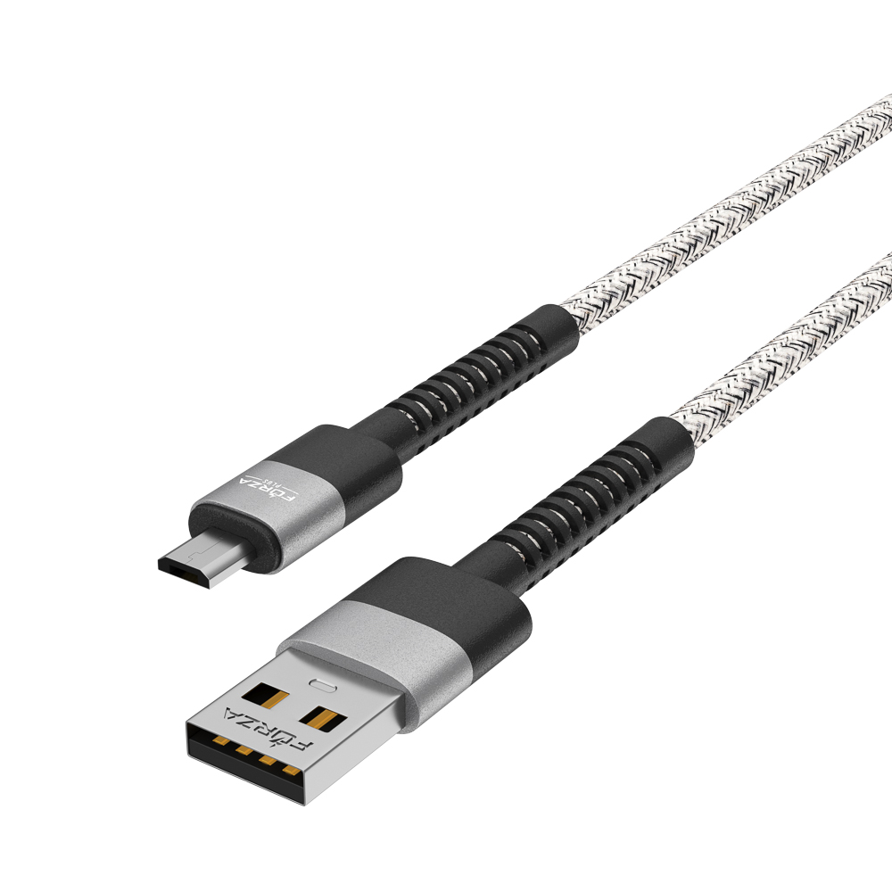 FORZA Кабель для зарядки Вертикаль microUSB, 1м, Быстрая зарядка 2.4А, 12W, тканевый , серый - #3