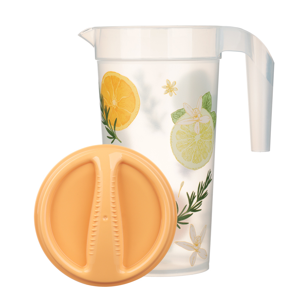 Кувшин 1,5л с крышкой, с декором, пластик - #5