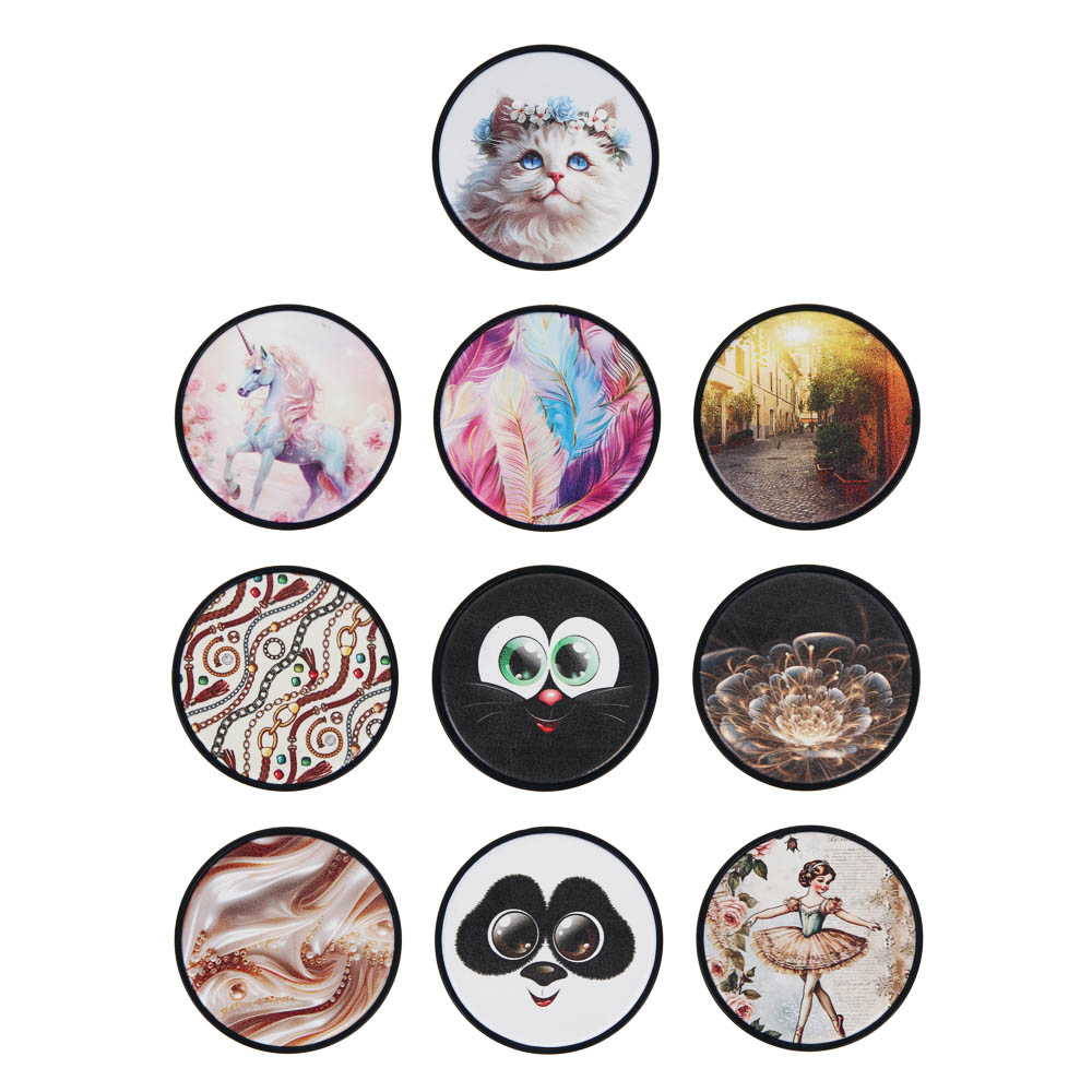 ЮНИLOOK Зеркало карманное, стекло, пластик, d6,8см, 10-12 дизайнов - #1