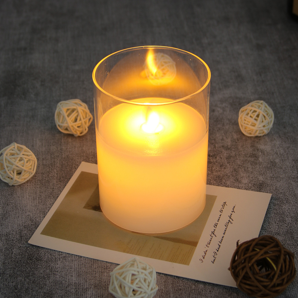 Светильник декор. в виде подсвечника со свечой с LED-подсв.,1реж., парафин,стекло,РР,7,5х10см,3хААА - #3