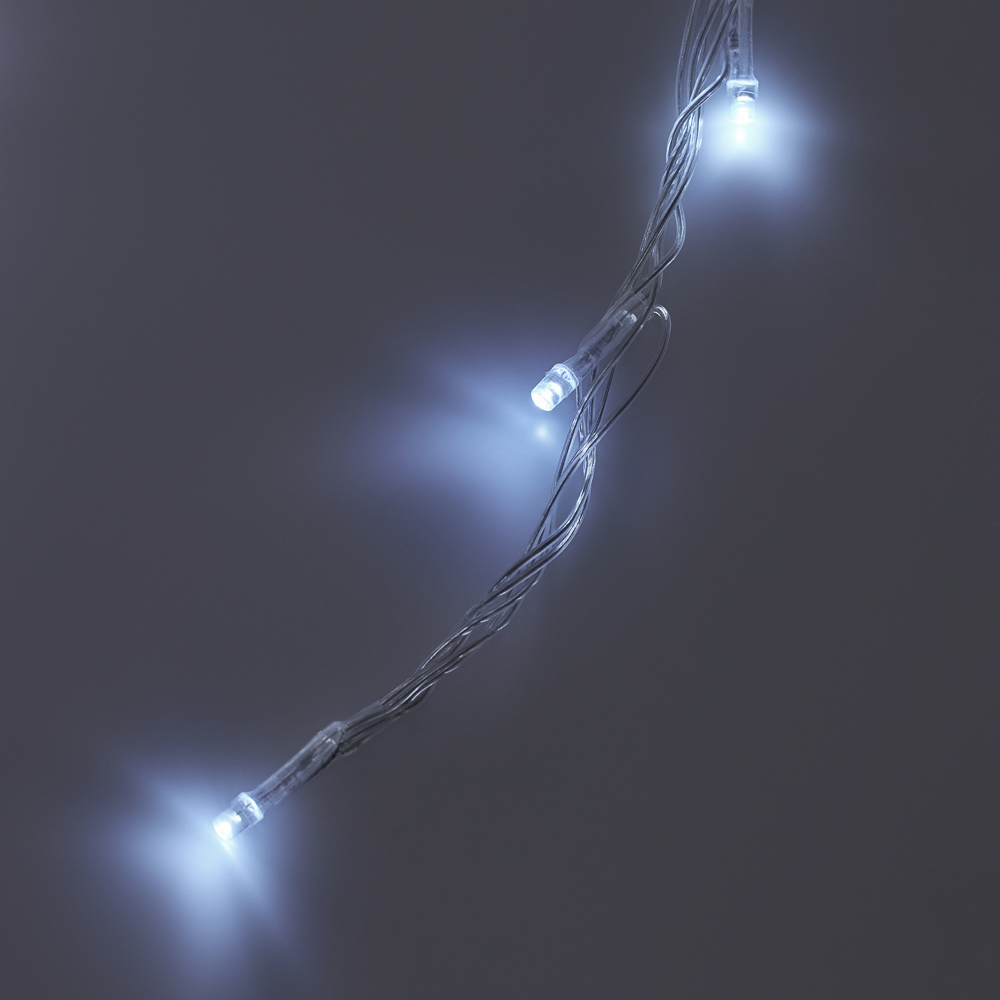 СНОУ БУМ Гирлянда эл. водопад 192LED*белый, 1,2х2м, 8 нитей, ПВХ прозр., 8 реж, коннектор, 220В - #8