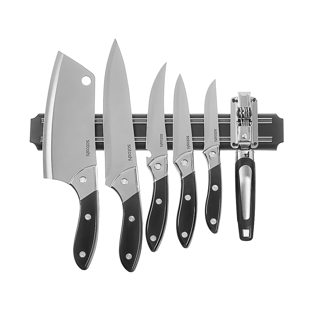 SATOSHI Сомьер Набор ножей кухонных 7пр, с магнитным держателем и точилкой - #1