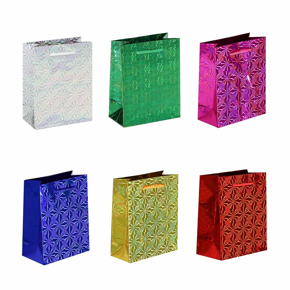 Пакет подарочный бумажный тм СНОУ БУМ 11,5x14,5x6,5 см, фольгированный, 6 цветов - #1