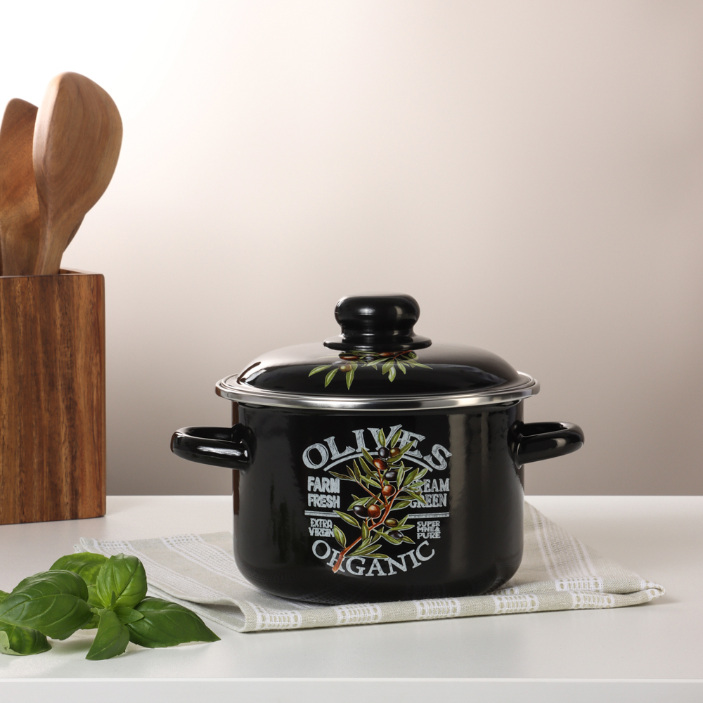 Ветка оливы Кастрюля эмалированная 2л - #5