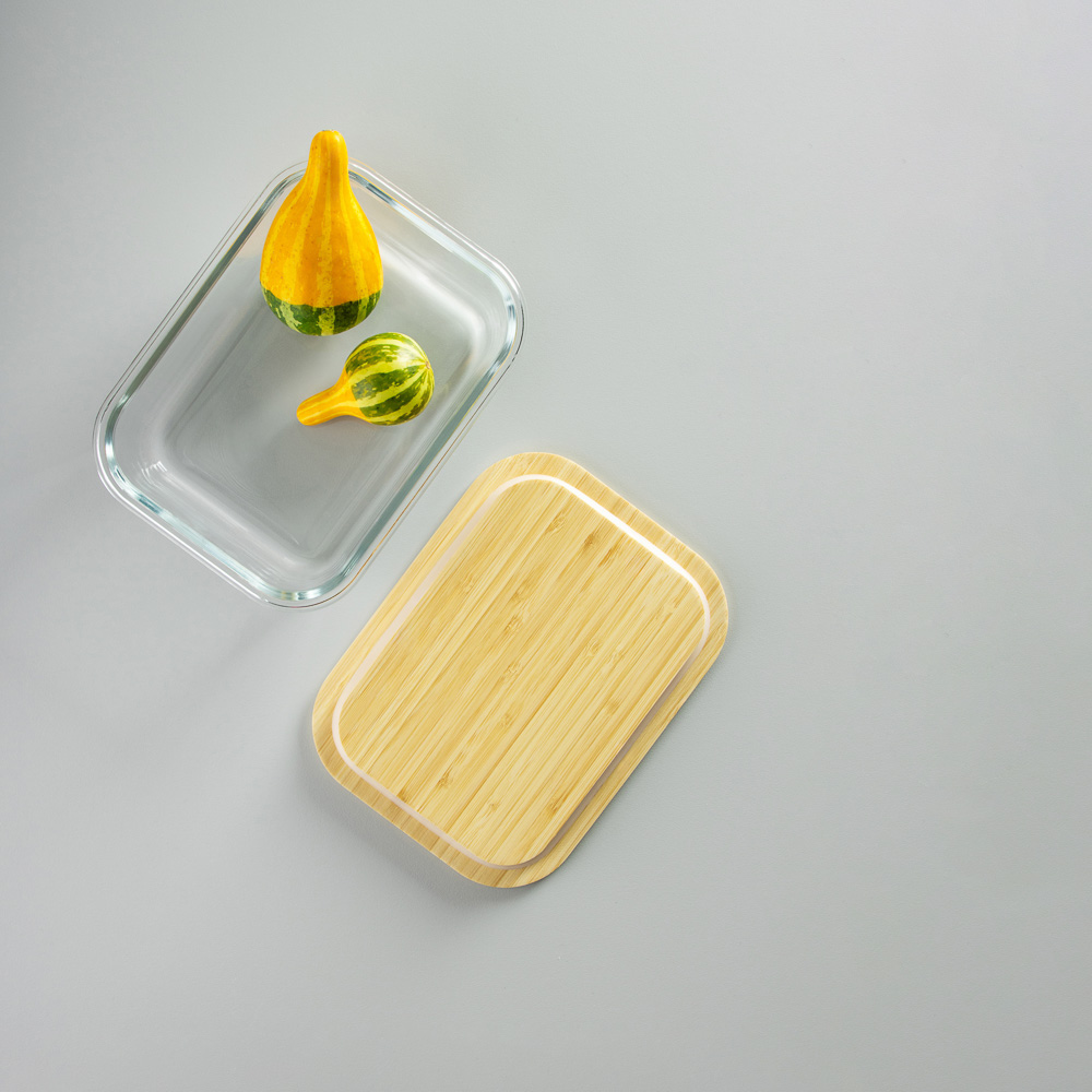VETTA Контейнер для продуктов 1000мл, крышка бамбук, жаропрочное стекло - #10