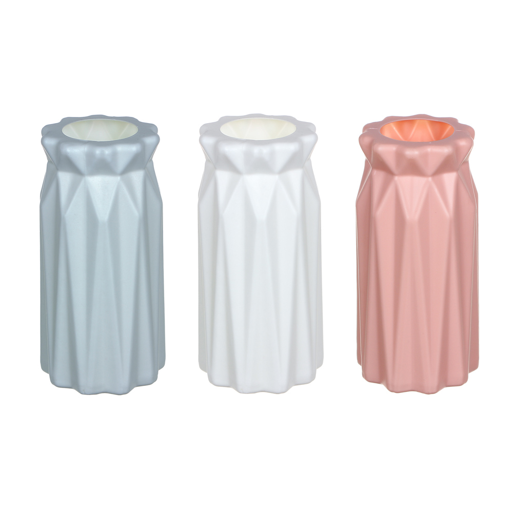 Ваза декоративная, пластик, 9x9x17.7 см, 3 цвета, арт.44 - #1